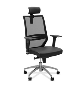 Офисное кресло Aero lux с подголовником, сетка/ткань TW / черная/черная в Вологде