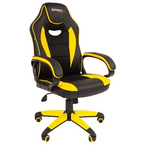 Кресло офисное BRABIX "Blaze GM-162", TW/экокожа, черное/желтое, 532579, 7083507 в Вологде