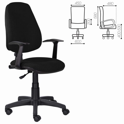 Кресло в офис Brabix Comfort MG-321, регулируемая эргономичная спинка, ткань, черное в Вологде - изображение 5