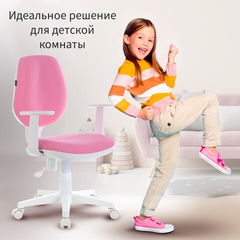 Офисное кресло Brabix Fancy MG-201W (с подлокотниками, пластик белый, розовое) 532409 в Вологде - изображение 5