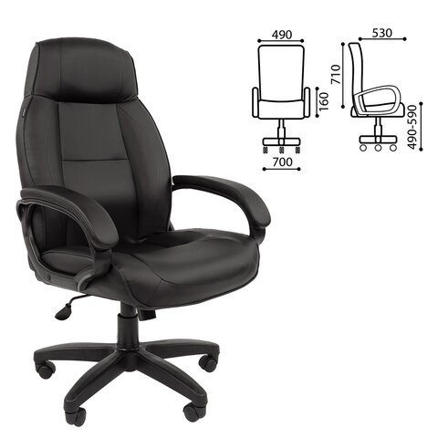 Кресло офисное BRABIX "Formula EX-537", экокожа, черное, 531388 в Вологде - изображение 1