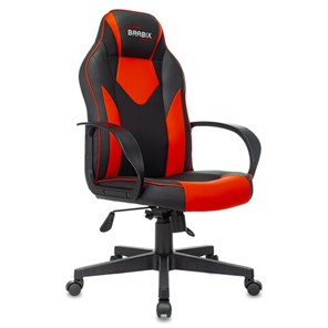Кресло офисное BRABIX "Game GM-017", экокожа/ткань, черное/красное, 532642, GM-017_532642 в Вологде