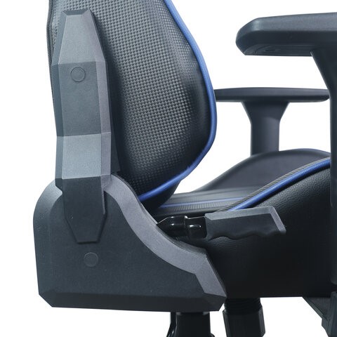 Компьютерное кресло BRABIX "GT Carbon GM-120", две подушки, экокожа, черное/синее, 531930 в Вологде - изображение 14