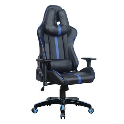 Компьютерное кресло BRABIX "GT Carbon GM-120", две подушки, экокожа, черное/синее, 531930 в Вологде - изображение