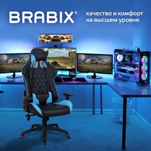 Компьютерное кресло Brabix GT Master GM-110 (две подушки, экокожа, черное/голубое) 531928 в Вологде - предосмотр 14