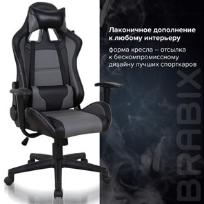 Кресло компьютерное Brabix GT Racer GM-100 (две подушки, экокожа, черное/серое) 531926 в Вологде - предосмотр 16