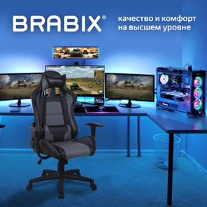 Кресло компьютерное Brabix GT Racer GM-100 (две подушки, экокожа, черное/серое) 531926 в Вологде - предосмотр 13