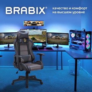 Офисное кресло Brabix GT Racer GM-100 (две подушки, ткань, экокожа, черное/коричневое) 531819 в Вологде - предосмотр 7