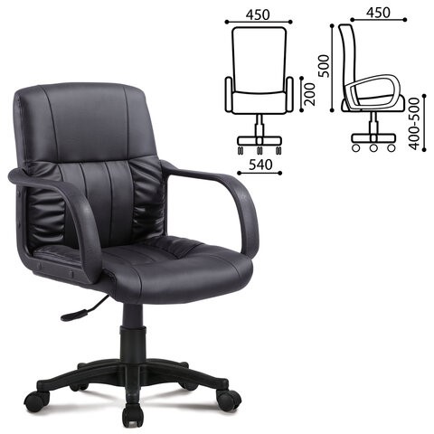 Кресло офисное BRABIX "Hit MG-300", с подлокотниками, экокожа, черное, 530864 в Вологде - изображение 1