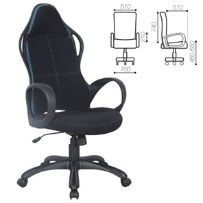 Кресло Brabix Premium Force EX-516 (ткань, черное/вставки синие) 531572 в Вологде - предосмотр 1