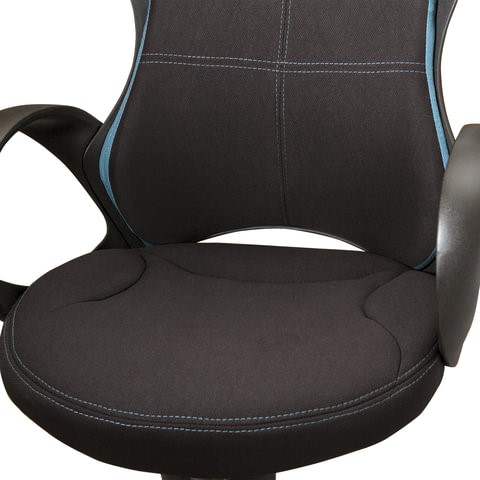 Кресло Brabix Premium Force EX-516 (ткань, черное/вставки синие) 531572 в Вологде - изображение 5
