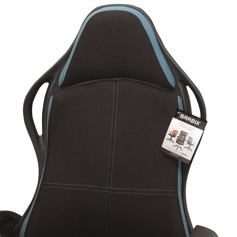 Кресло Brabix Premium Force EX-516 (ткань, черное/вставки синие) 531572 в Вологде - изображение 8