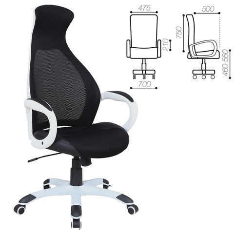 Компьютерное кресло Brabix Premium Genesis EX-517 (пластик белый, ткань/экокожа/сетка черная) 531573 в Вологде - изображение 1