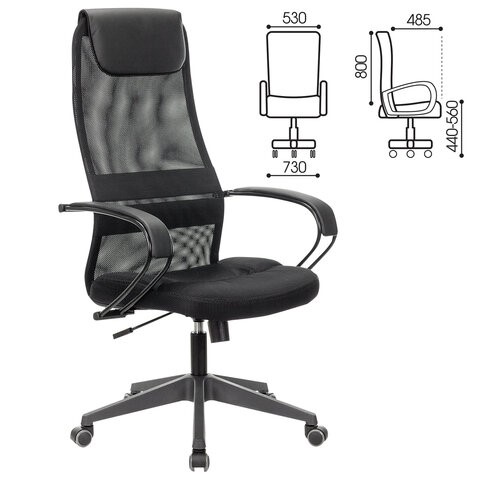 Кресло компьютерное Brabix Premium Stalker EX-608 PL (ткань-сетка/кожзам, черное) 532090 в Вологде - изображение 11