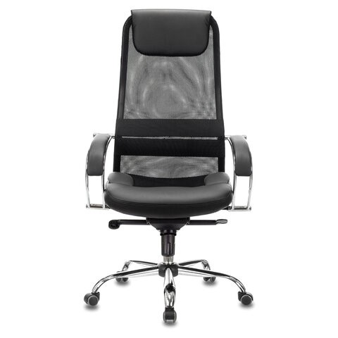 Офисное кресло Brabix Premium Stalker EX-609 PRO (хром, мультиблок, ткань-сетка/экокожа, черное) 532416 в Вологде - изображение 5