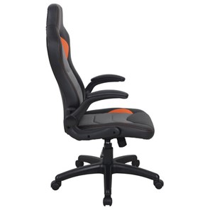 Кресло компьютерное BRABIX "Skill GM-005", откидные подлокотники, экокожа, черное/оранжевое, 532495 в Вологде - предосмотр 1