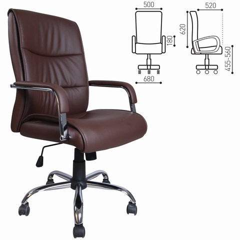 Компьютерное кресло BRABIX "Space EX-508", экокожа, хром, коричневое, 531164 в Вологде - изображение 1
