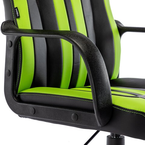 Кресло офисное BRABIX "Stripe GM-202", экокожа, черное/зеленое, 532511 в Вологде - изображение 8