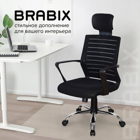 Кресло компьютерное Brabix Victory MG-016 (подголовник, хром, черное) 531924 в Вологде - изображение 15