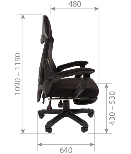Кресло офисное CHAIRMAN 571 с подставкой для ног , Сетчатый акрил черный / Полиэстер черный в Вологде - изображение 7
