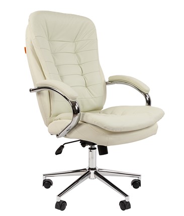 Кресло компьютерное CHAIRMAN 795 кожа, цвет белый в Вологде - изображение