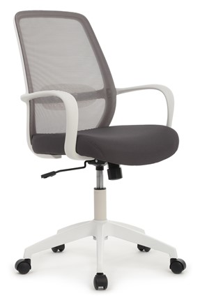 Кресло компьютерное Design W-207, Белый пластик/серая сетка в Вологде - изображение