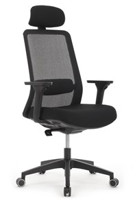 Кресло компьютерное Design WORK W-218C, Чёрный пластик/Чёрная сетка в Вологде