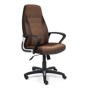 Кресло компьютерное INTER кож/зам/флок/ткань, коричневый, 36-36/6/TW-24 арт.15028 в Вологде
