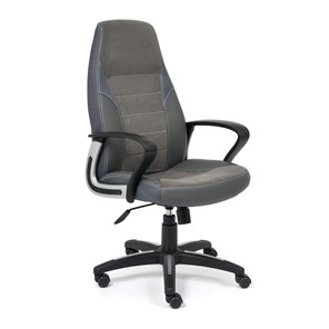 Офисное кресло INTER кож/зам/флок/ткань, серый/металлик, C-36/29/TW-12 арт.15029 в Вологде - предосмотр