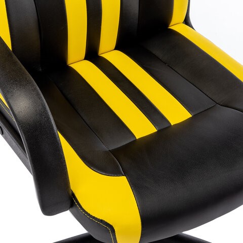 Кресло компьютерное RABIX "Stripe GM-202", экокожа, черное/желтое, 532510 в Вологде - изображение 6