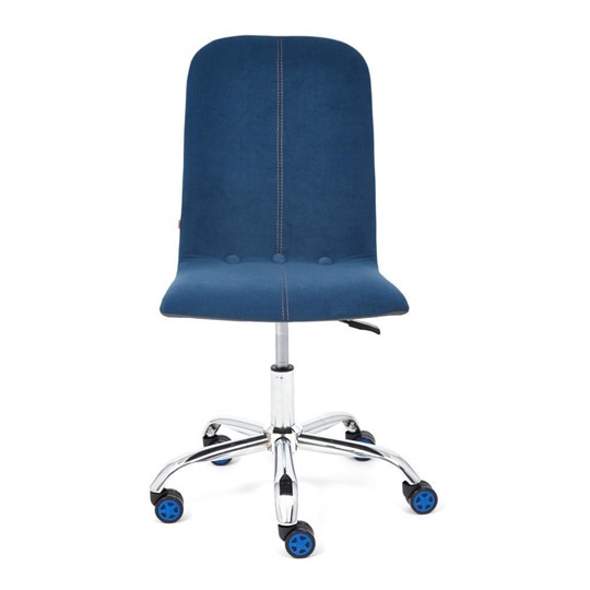 Офисное кресло RIO флок/кож/зам, синий/металлик, арт.14189 в Вологде - изображение 4