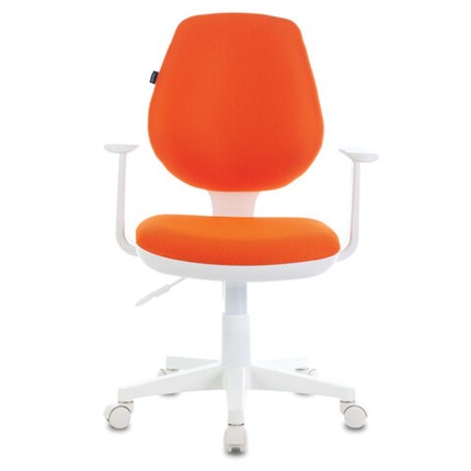 Кресло компьютерное Brabix Fancy MG-201W (с подлокотниками, пластик белый, оранжевое) в Вологде - изображение