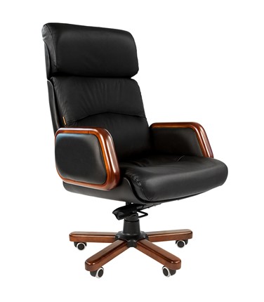 Кресло CHAIRMAN 417 кожа черная в Вологде - изображение