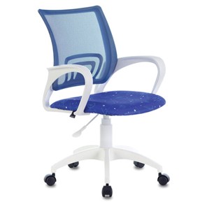 Кресло Brabix Fly MG-396W (с подлокотниками, пластик белый, сетка, темно-синее с рисунком "Space") 532405 в Вологде