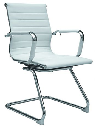 Компьютерное кресло B110 на полозьях, экокожа / хром, белый в Вологде - изображение