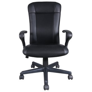 Кресло компьютерное Brabix Optima MG-370 (с подлокотниками, экокожа/ткань, черное) 531580 в Вологде