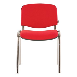 Офисный стул для персонала и посетителей BRABIX "Iso CF-001", хромированный каркас, ткань красная с черным, 531423 в Вологде - предосмотр