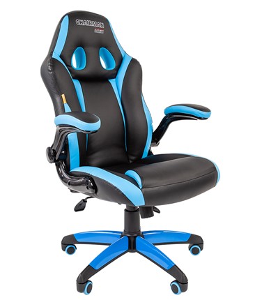 Кресло CHAIRMAN GAME 15, цвет черный / голубой в Вологде - изображение