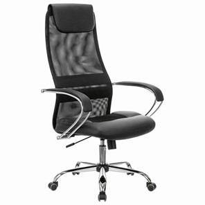 Офисное кресло Brabix Premium Stalker EX-608 CH (хром, ткань-сетка/кожзам, черное) в Вологде