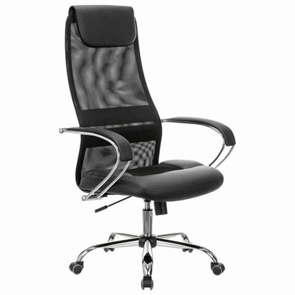 Офисное кресло Brabix Premium Stalker EX-608 CH (хром, ткань-сетка/кожзам, черное) 532091 в Вологде - изображение