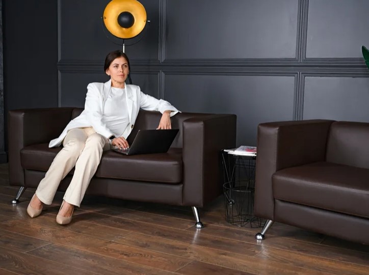 Комплект мебели Альбиони коричневый кожзам  диван 2Д + кресло в Вологде - изображение 4