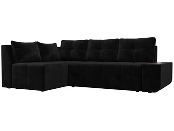 Угловой диван с оттоманкой Амадэус, Черный (велюр) в Вологде