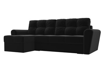 Угловой диван с оттоманкой Амстердам, Черный (микровельвет) в Вологде - предосмотр