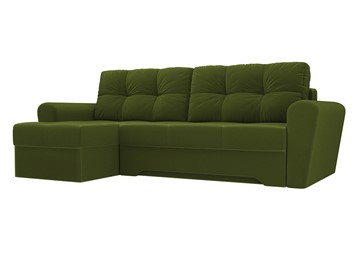 Угловой диван с оттоманкой Амстердам, Зеленый (микровельвет) в Вологде