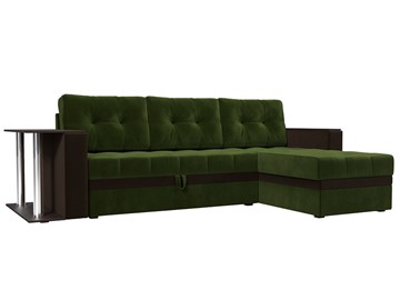 Угловой диван Атланта М, Зеленый/Коричневый (микровельвет) в Вологде