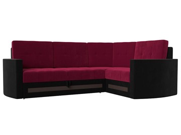 Угловой раскладной диван Белла, Бордовый/Черный (Микровельвет) в Вологде
