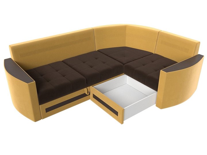 Угловой диван Белла, Коричневый/Желтый (Микровельвет) в Вологде - изображение 2