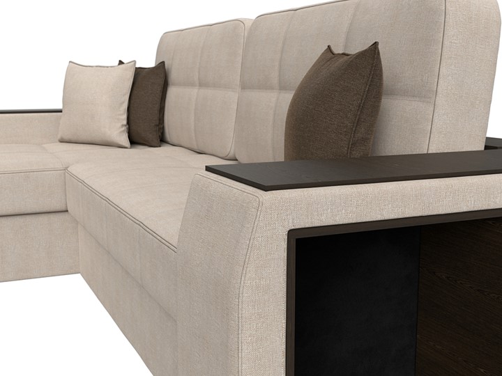 Угловой диван Брюссель, Бежевый/коричневый (рогожка) в Вологде - изображение 3
