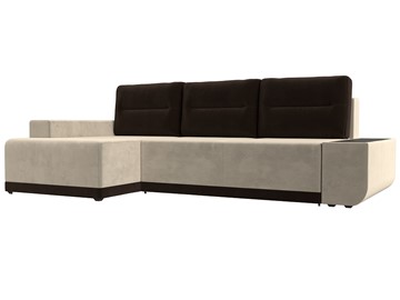 Угловой диван для гостиной Чикаго, Бежевый/Коричневый (микровельвет) в Вологде - предосмотр
