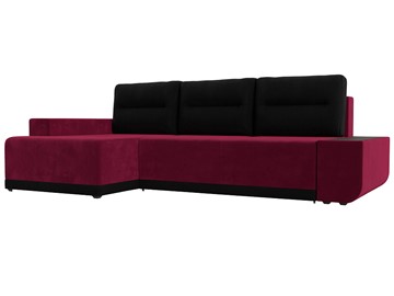 Угловой диван для гостиной Чикаго, Бордовый/Черный (микровельвет) в Вологде